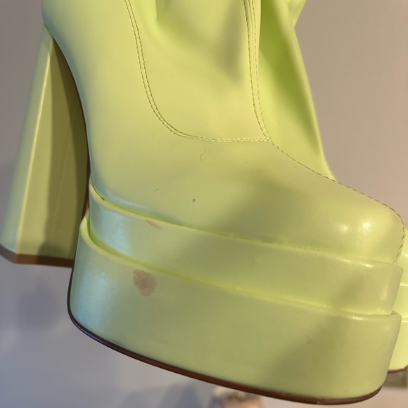 AZALEA WANG — Bold Neon Lime Platform Boots • High Block Heel, Retro 70’s Vibes - Picture 12 of 13
